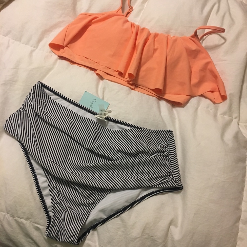 Cupshe Seaside Gale Falbala High-waist Bikini Set